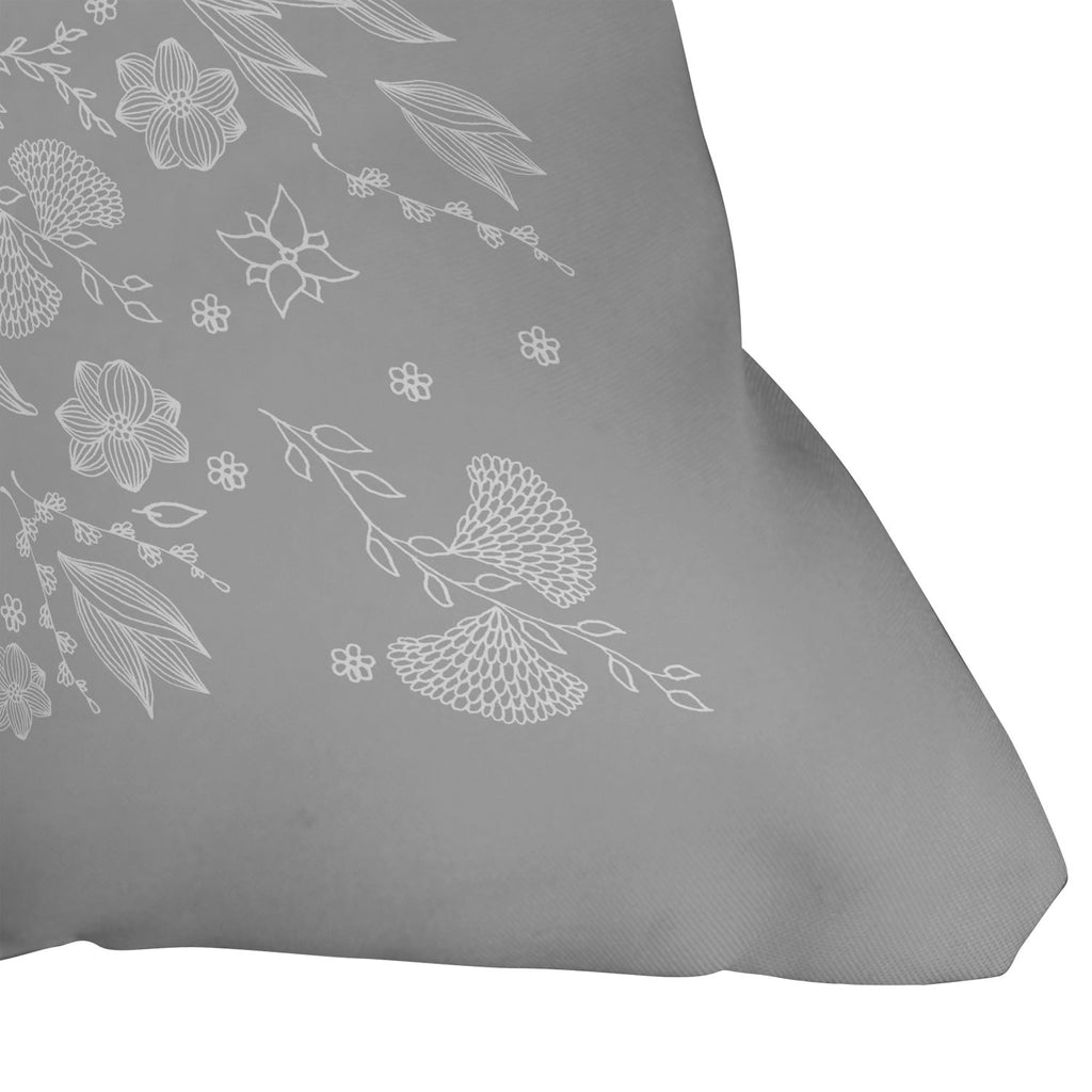 Iveta Abolina White Floral Gray II Throw Pillow