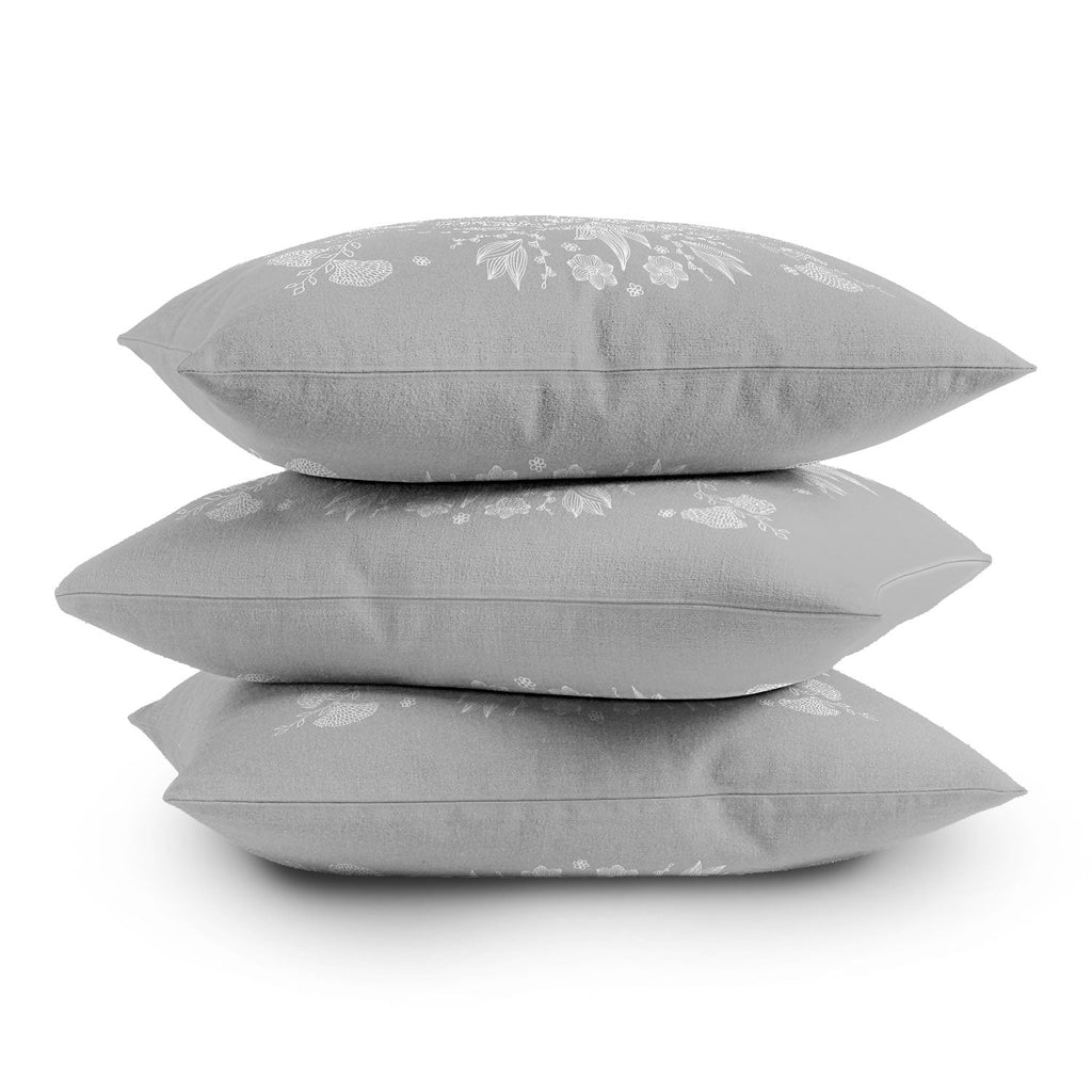Iveta Abolina White Floral Gray II Throw Pillow