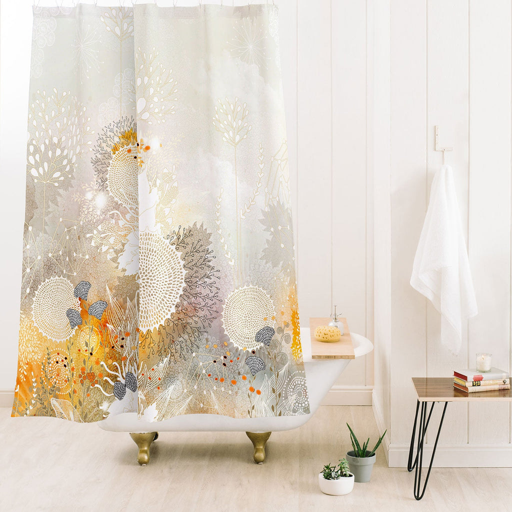 Iveta Abolina White Velvet Shower Curtain
