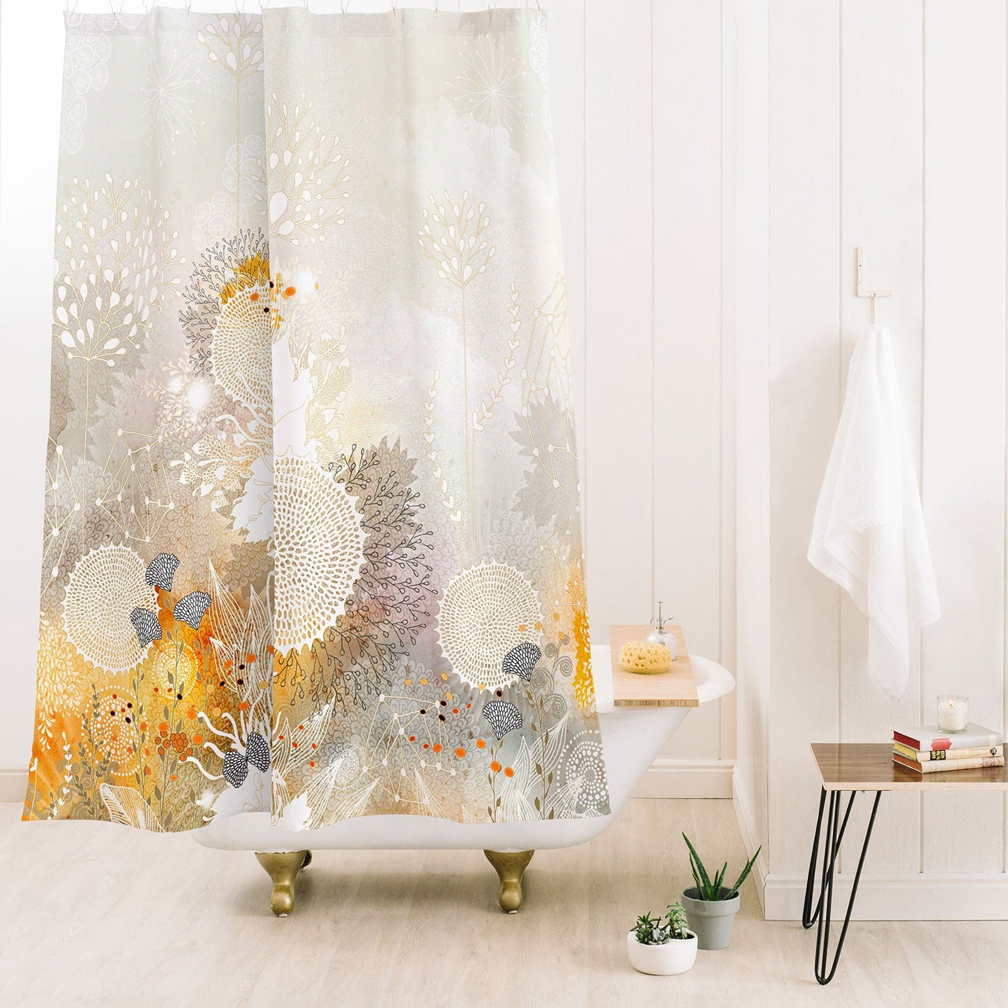 Iveta Abolina White Velvet Shower Curtain
