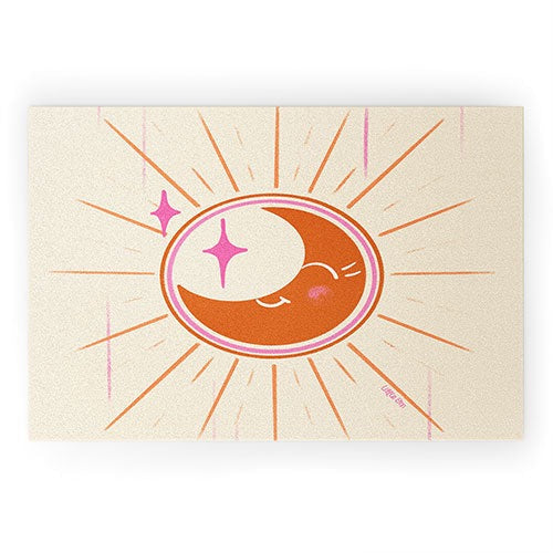 Little Om Celestial Moon cream Welcome Mat