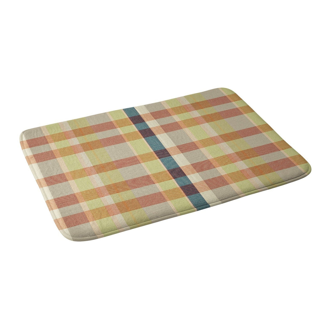 Marta Barragan Camarasa Retro Picnic Plaid Warm Tones Memory Foam Bath Mat