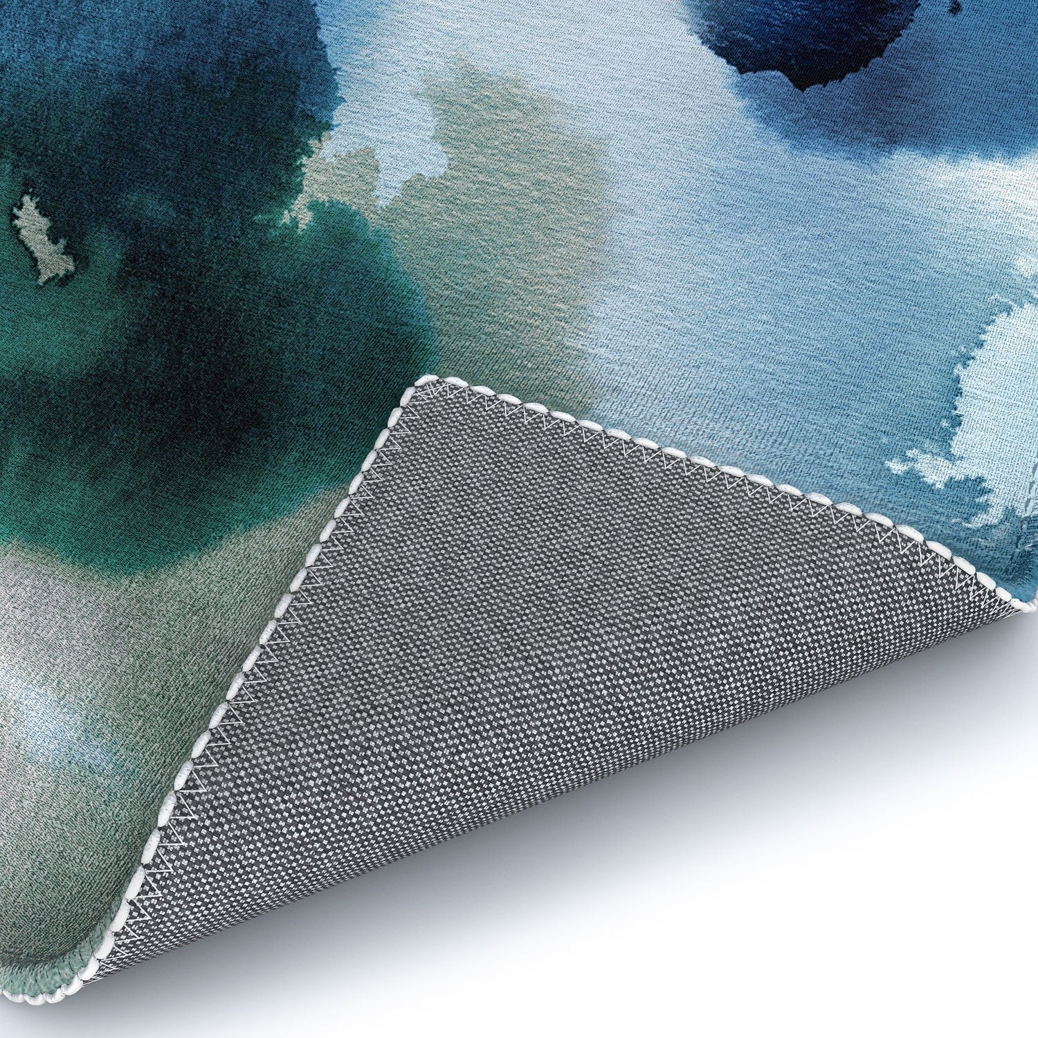 Ninola Design Botanic Retreat Ombre Abstract Watercolor Flowers Blue Navy Area Rug