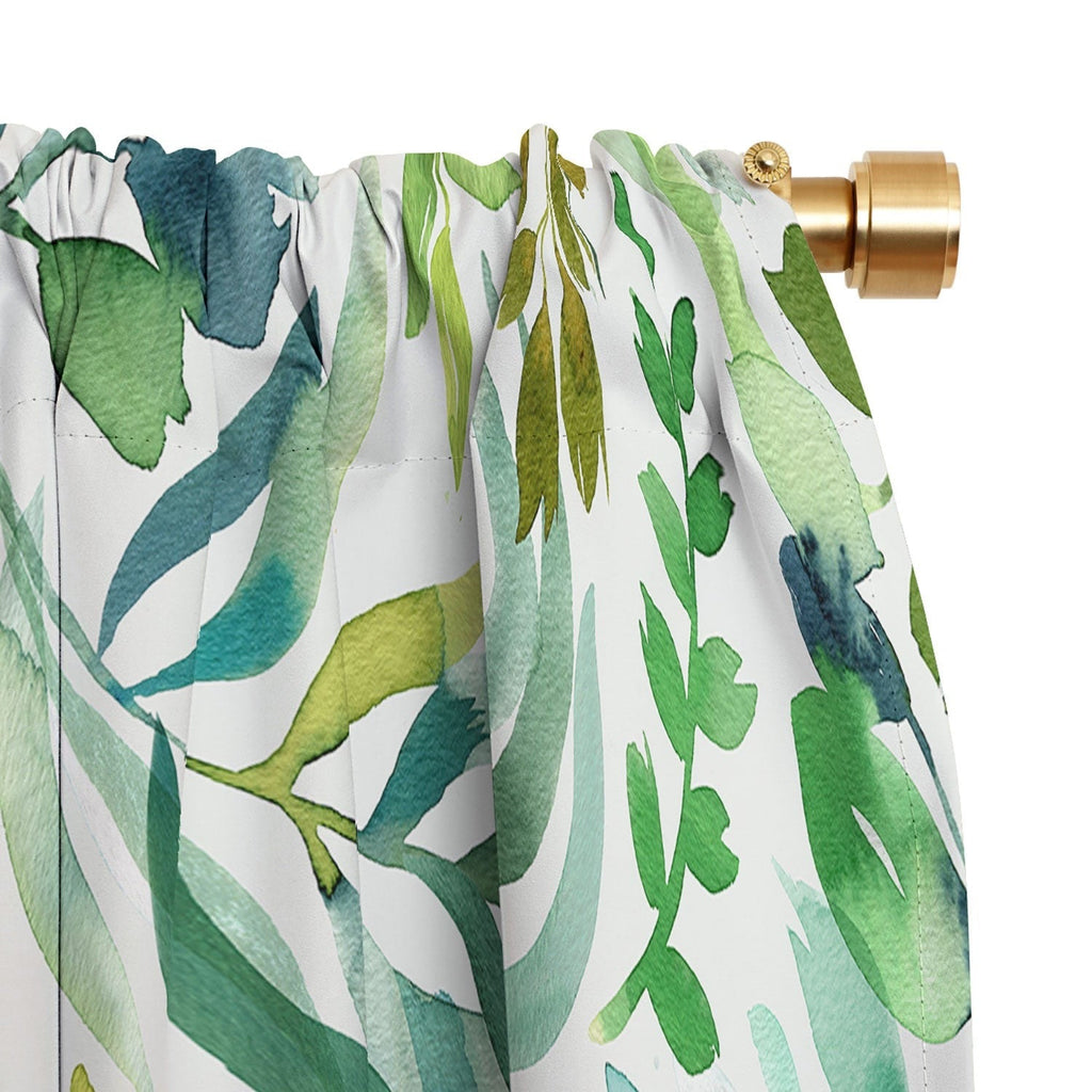 Ninola Design Botanic Retreat Loose Botanical Leaves Watercolor Green Blackout Non Repeat