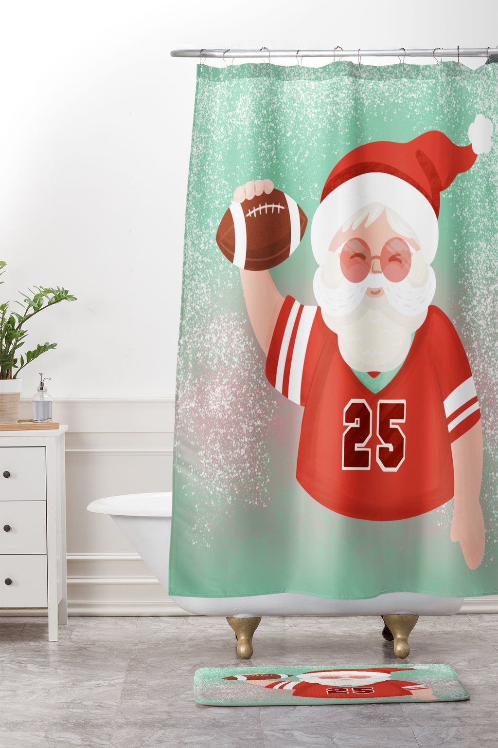 Design by Spark Sporty Football Santa Memory Foam Bath Mat