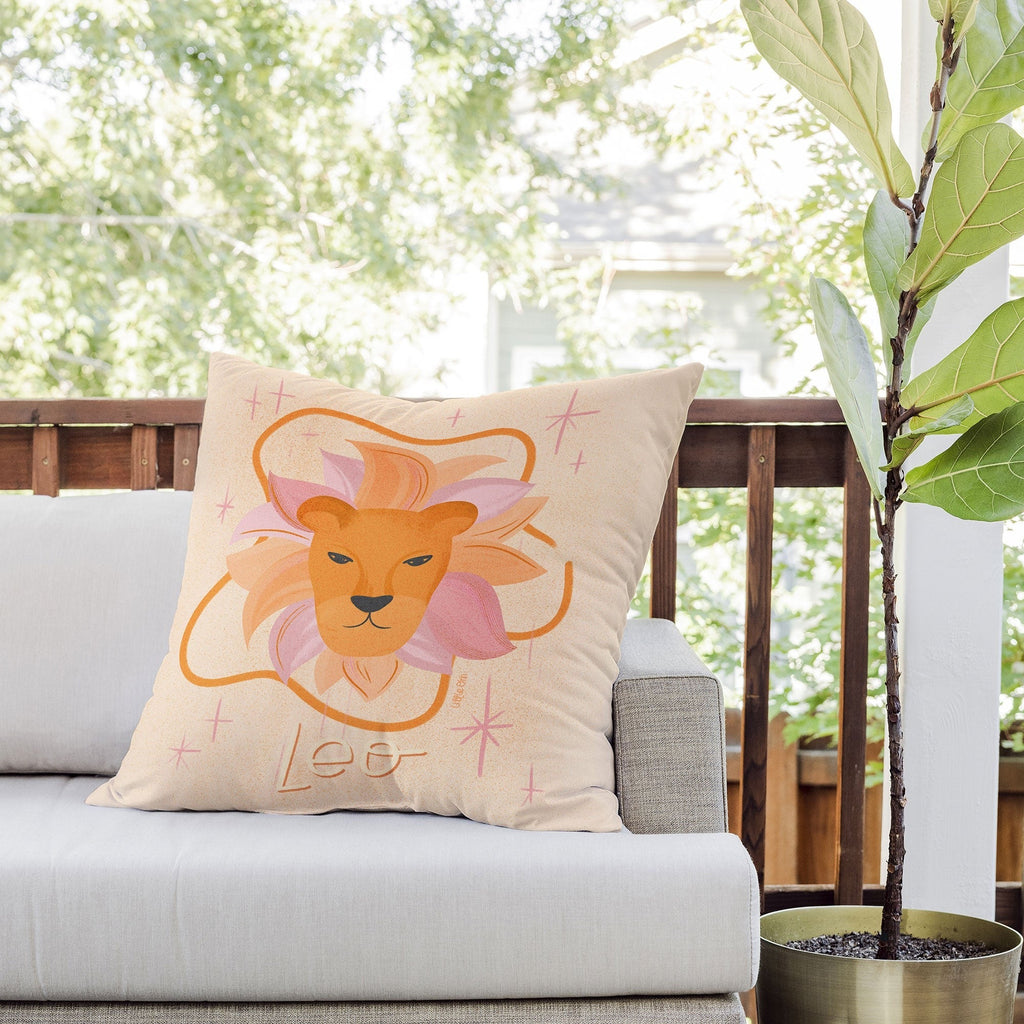 Little Om Zodiac Signs Leo Outdoor Throw Pillow