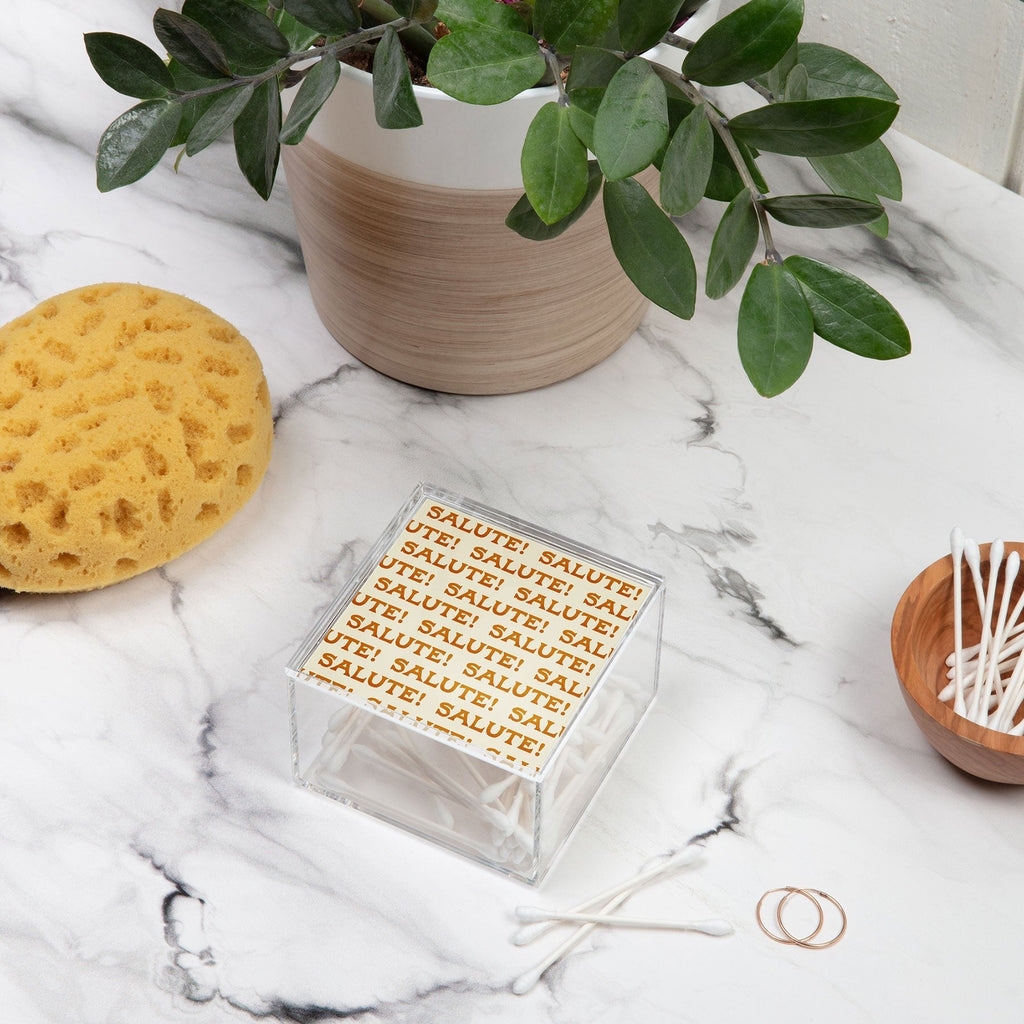 Jessica Molina Salute Gold Pattern on Cream Acrylic Box
