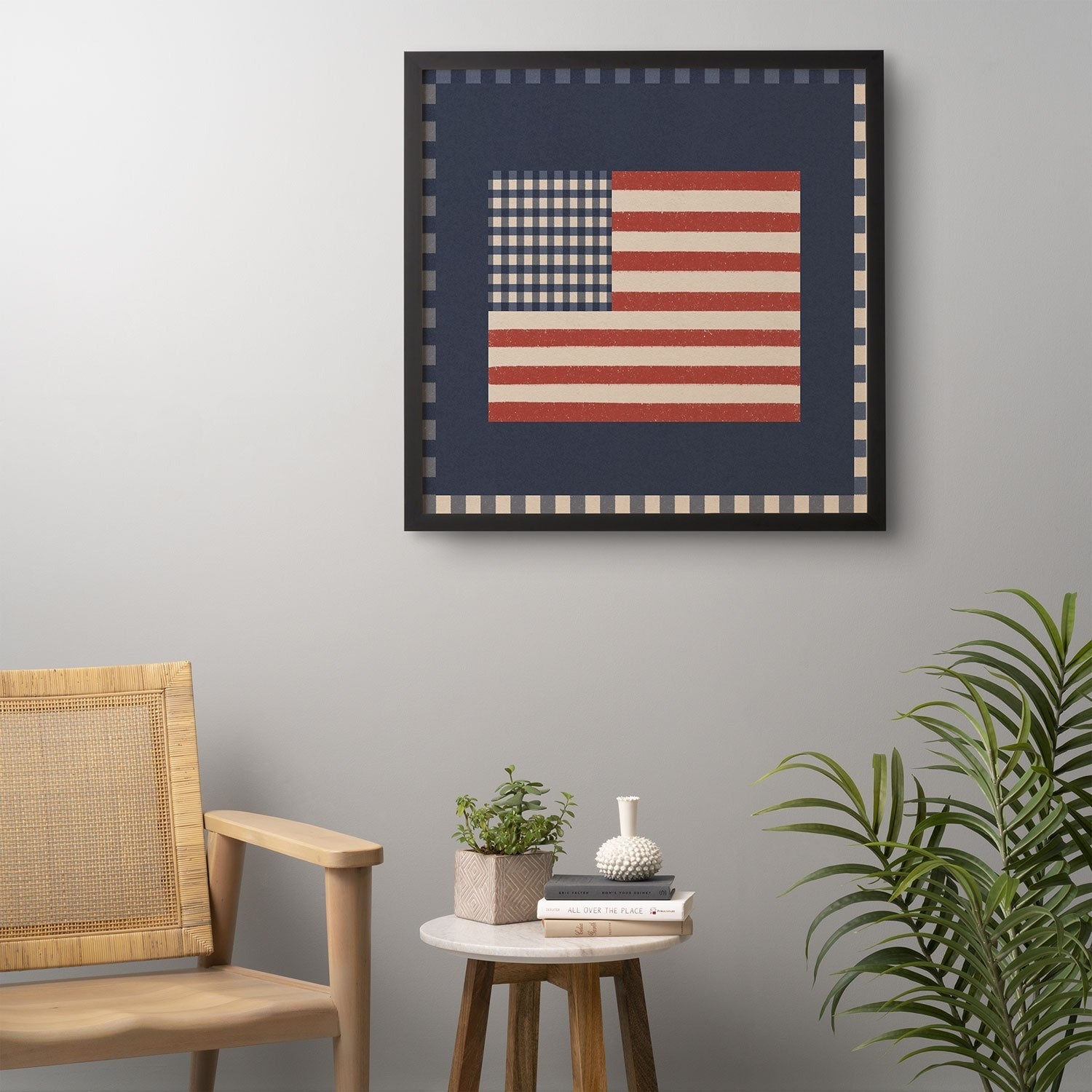 DENY Designs Gingham Flag Framed Wall Art