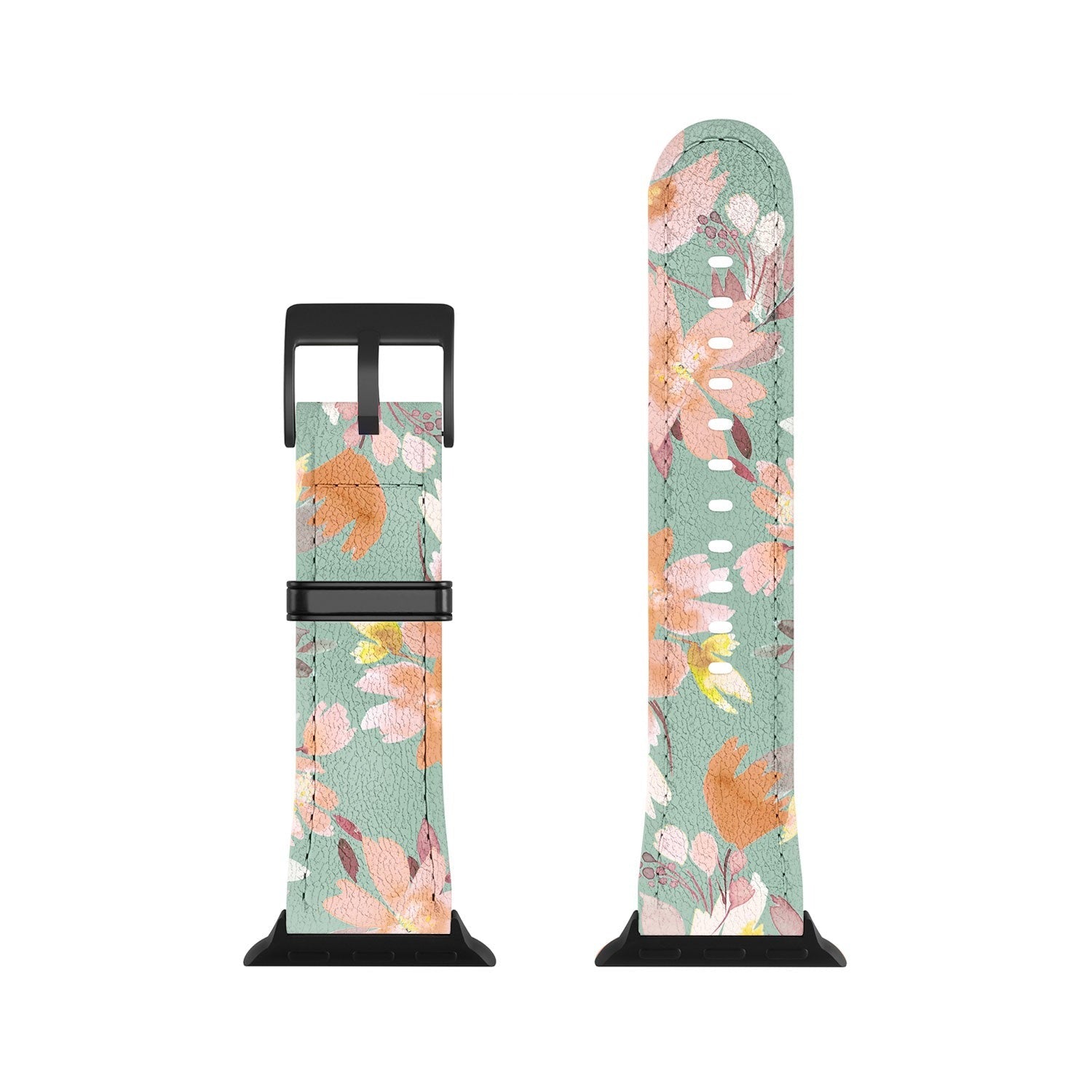 Ninola Design Botanic Retreat Floral Oleander Whimsical Teal Green Apple Watch Band