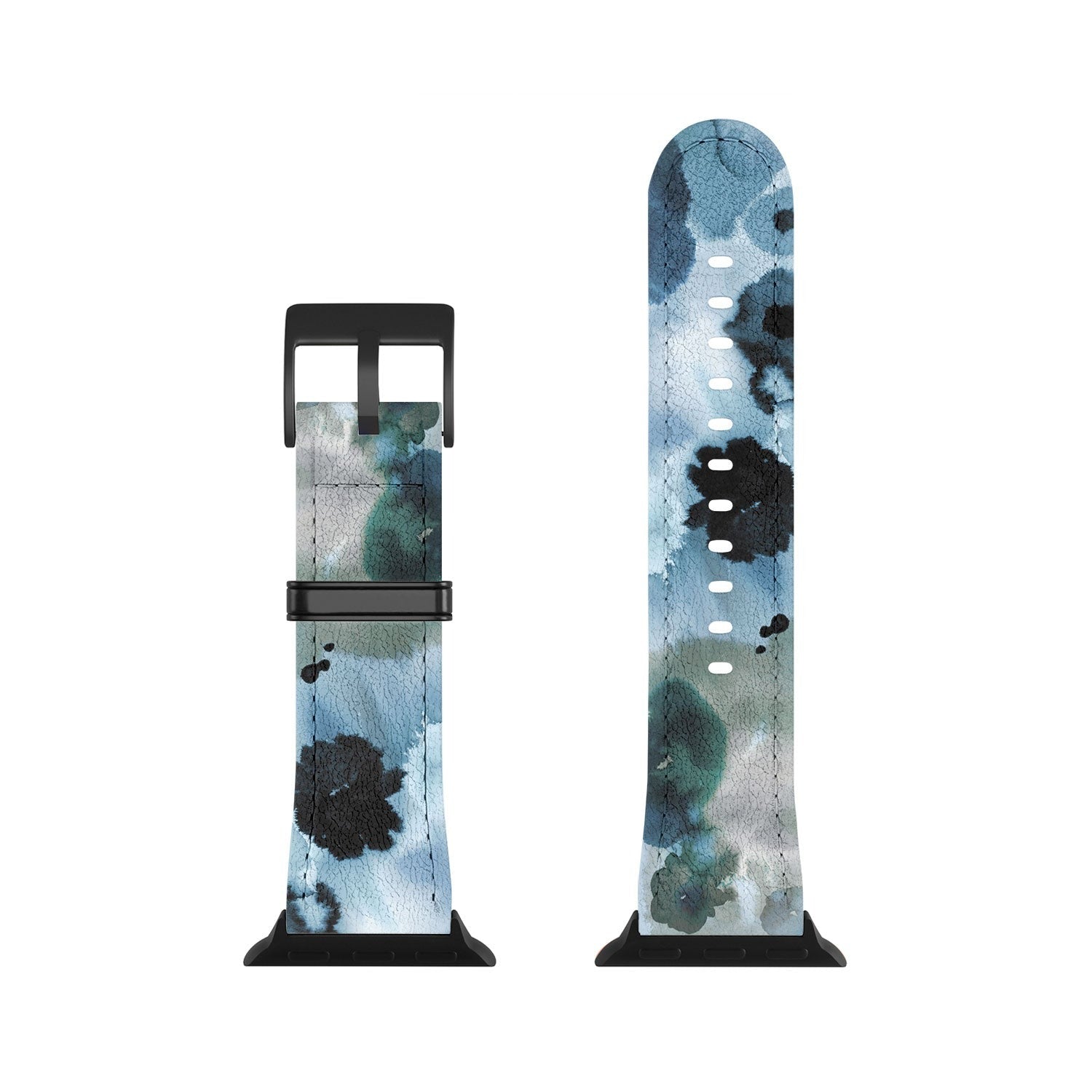 Ninola Design Botanic Retreat Ombre Abstract Watercolor Flowers Blue Navy Apple Watch Band