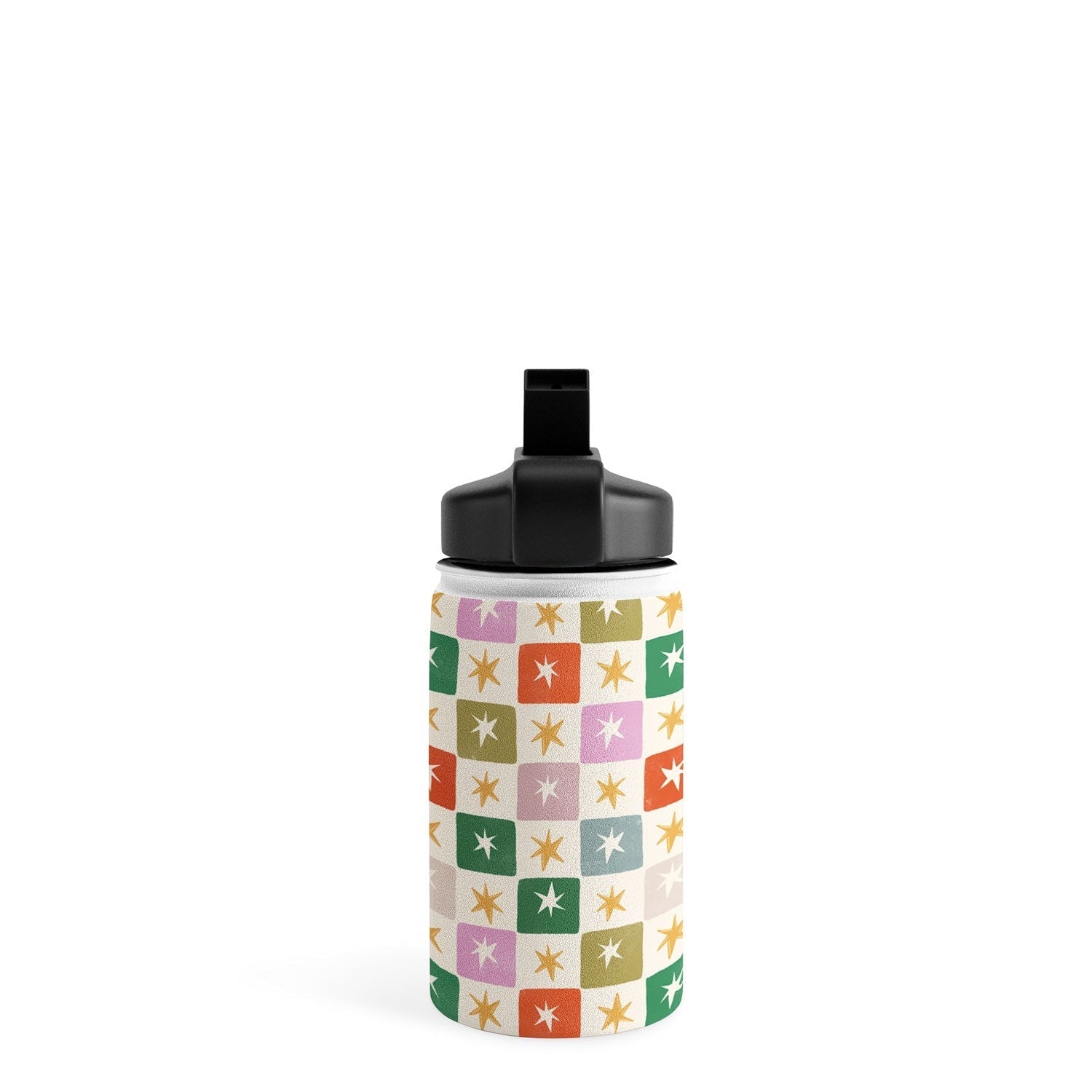 LouBruzzoni Retro Star Block Pattern Water Bottle
