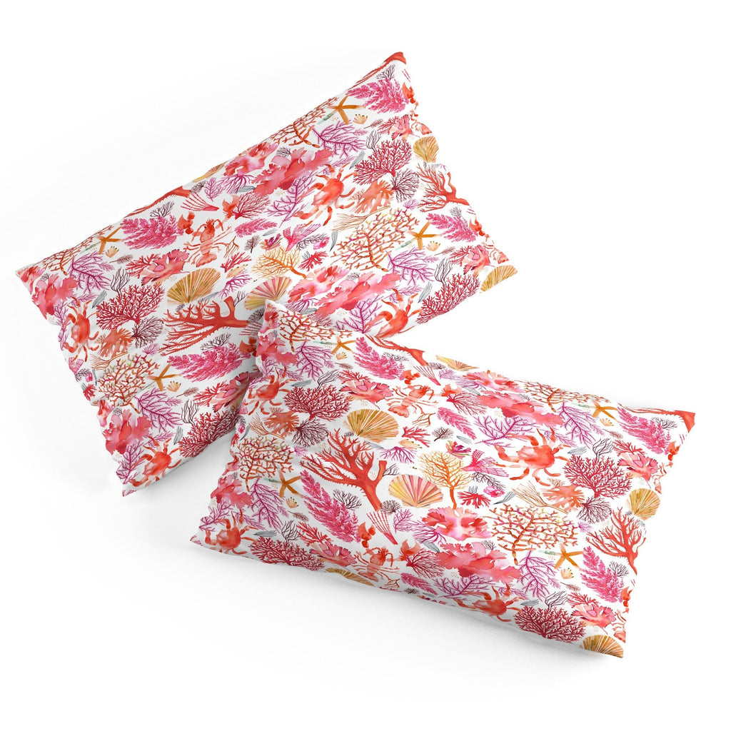 Ninola Design Botanic Retreat Coral Reef Crab Lobster Red Pillow Shams