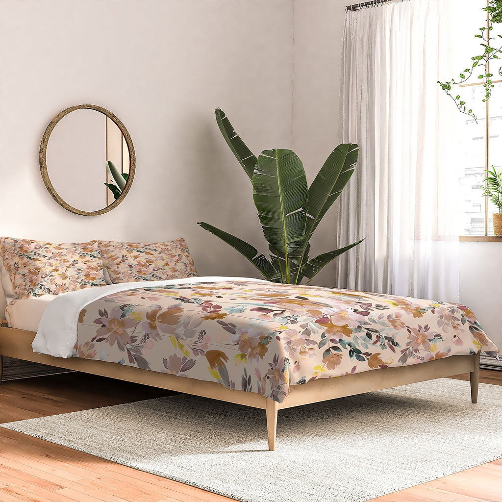 Ninola Design Botanic Retreat Floral Oleander Whimsical Soft Pink Comforter