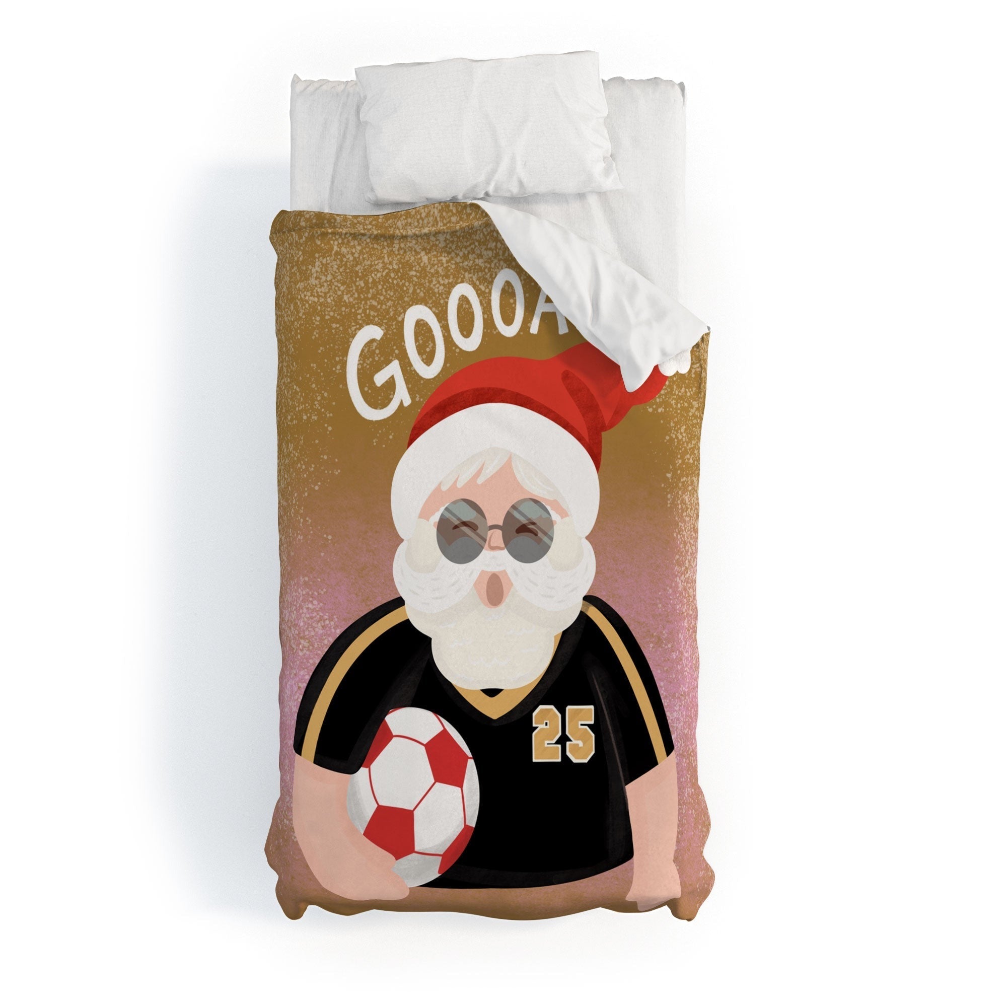 Design by Spark Sporty Soccer Santa Duvet Cover
