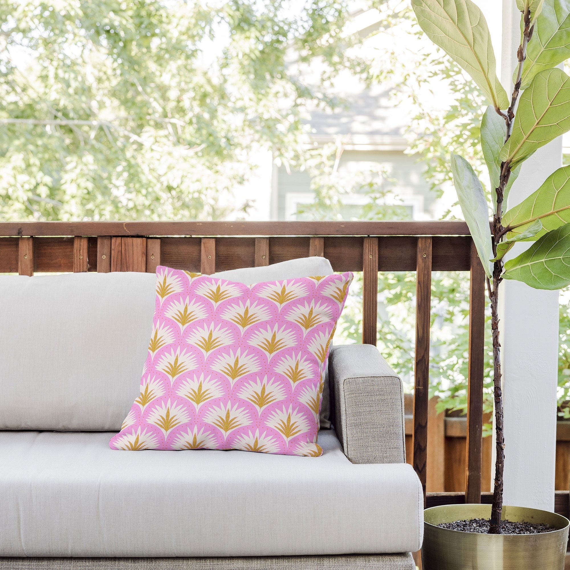 Jennifer Labre Pink Palmetto Outdoor Throw Pillow