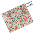 Ninola Design Botanic Retreat Tropical Whimsical Flowers Coral Green Picnic Blanket