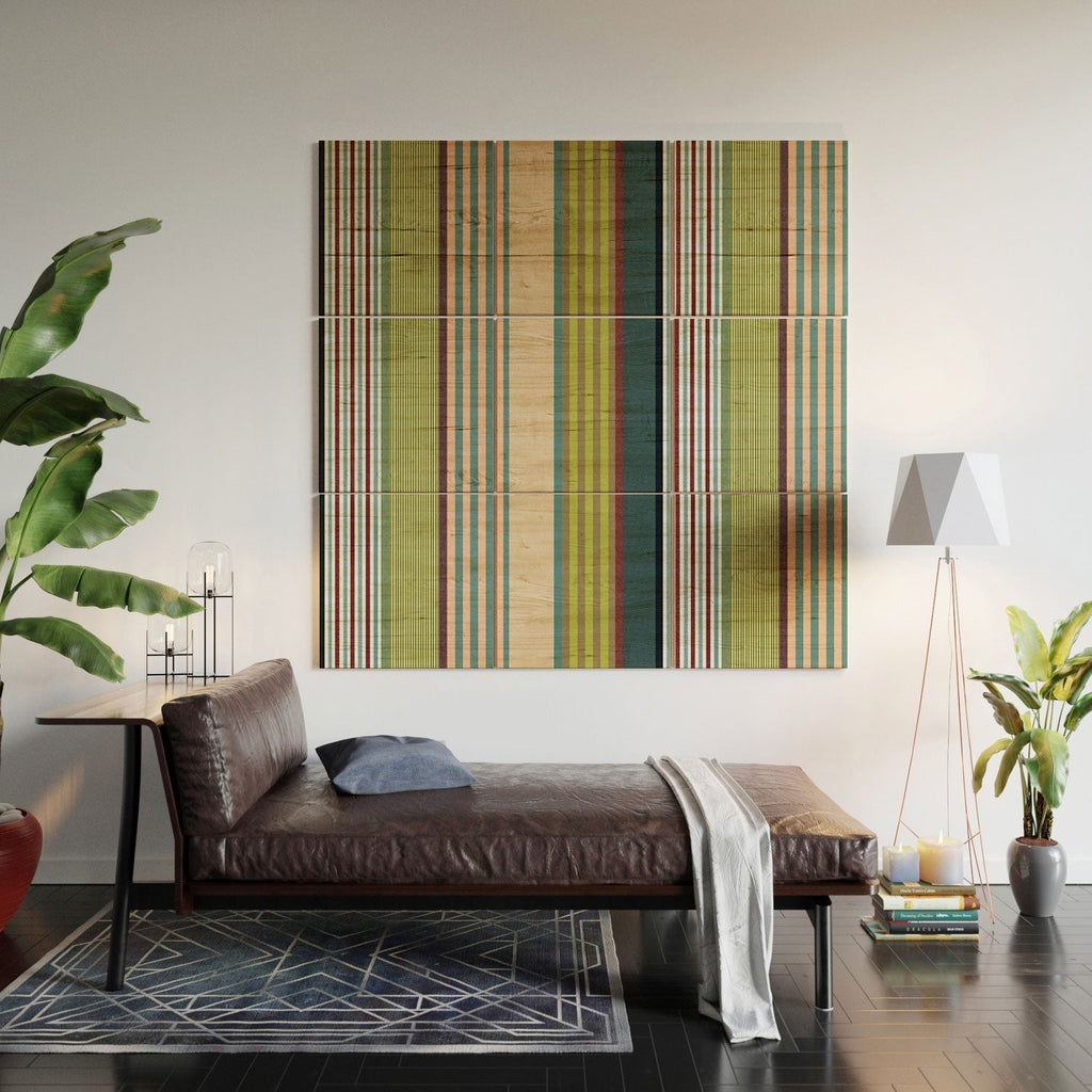 Marta Barragan Camarasa Colorful Stripe Delight Wood Wall Mural