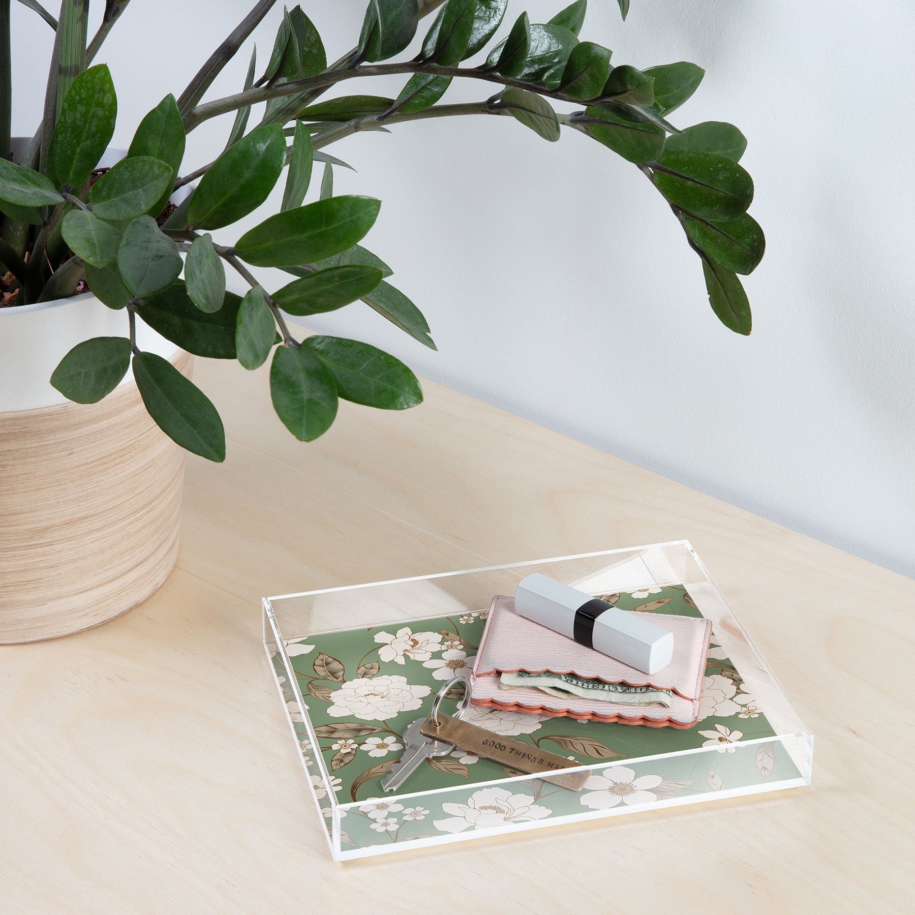 Gabriela Fuente Olive Floral Roberta Acrylic Tray