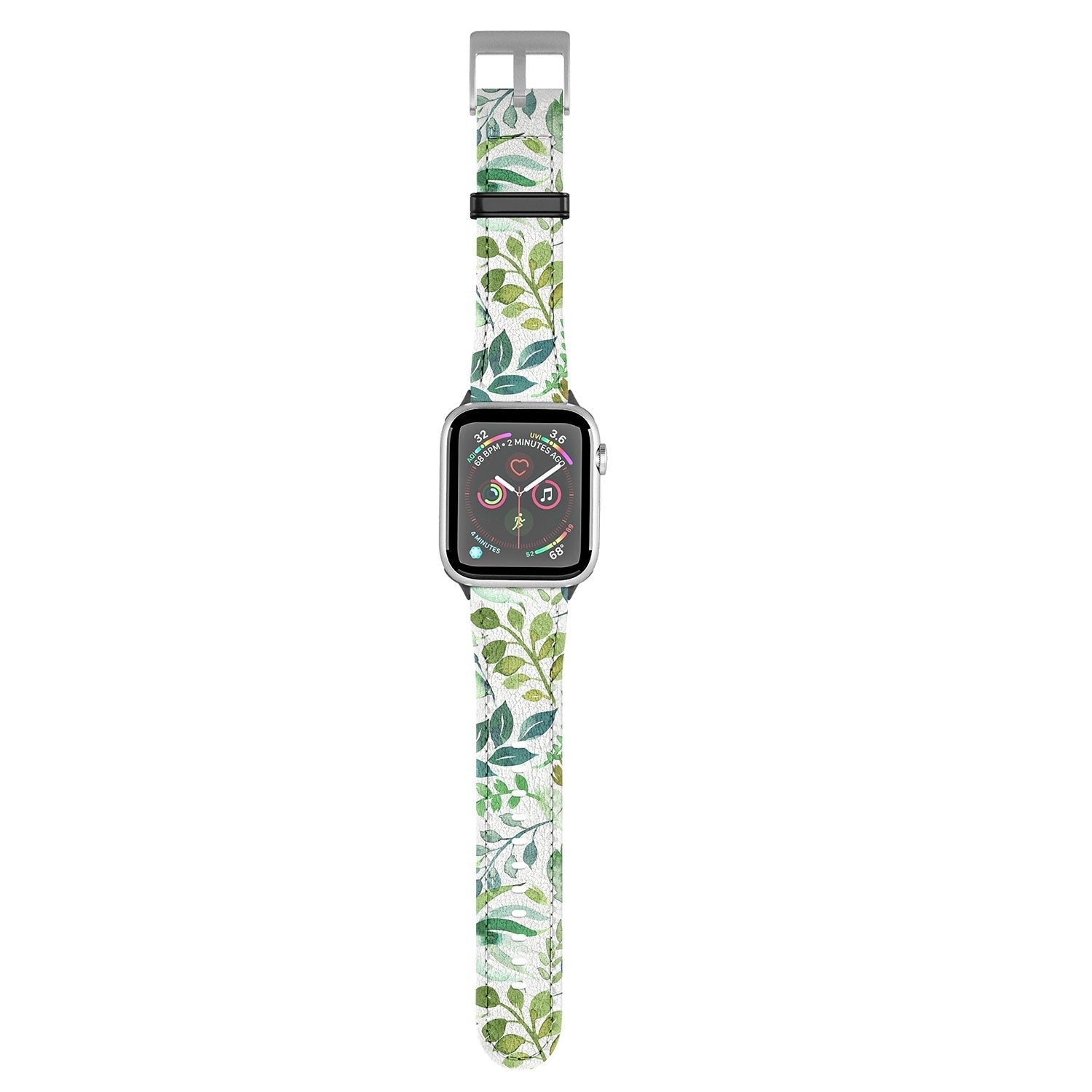 Ninola Design Botanic Retreat Loose Botanical Leaves Watercolor Green Apple Watch Band