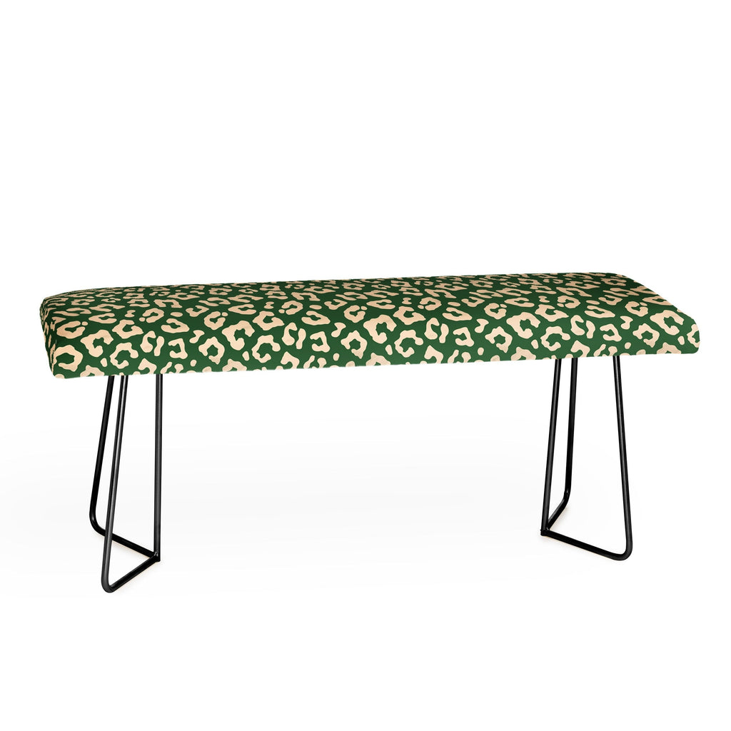Avenie BR Cheetah Print In Green Bench