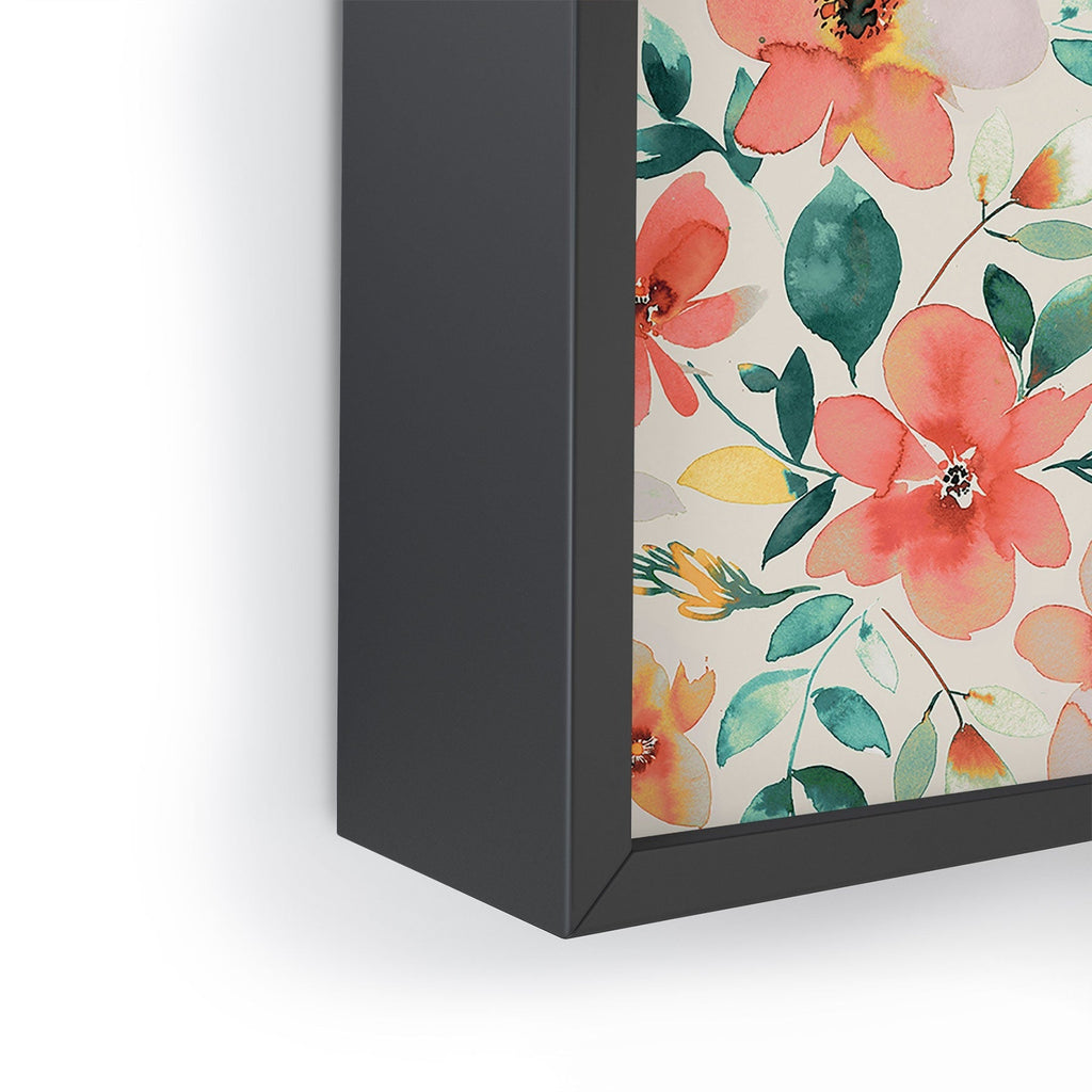 Ninola Design Botanic Retreat Tropical Whimsical Flowers Coral Green Framed Mini Art Print