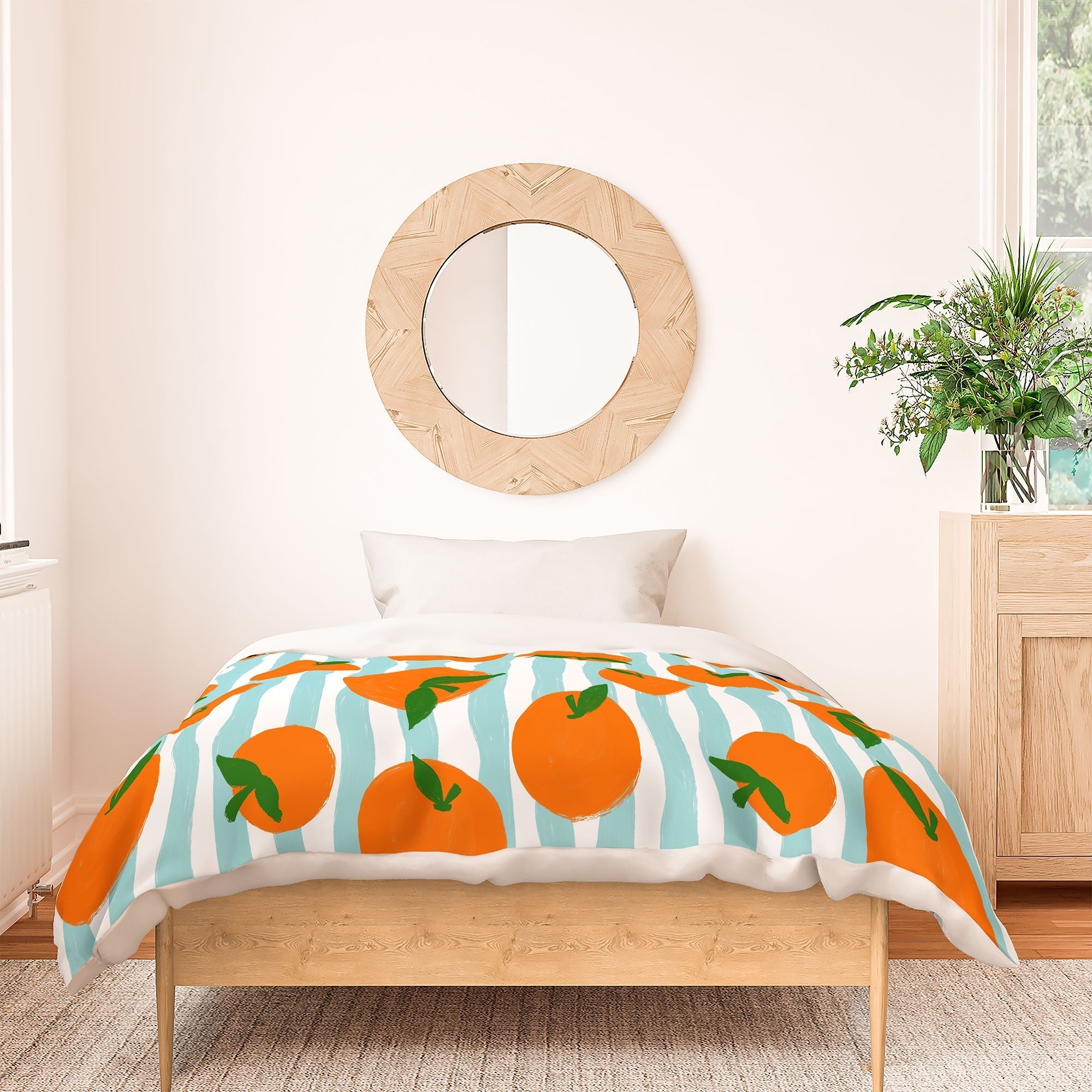 Design by Spark Zesty Oranges and Stripes Duvet Cover