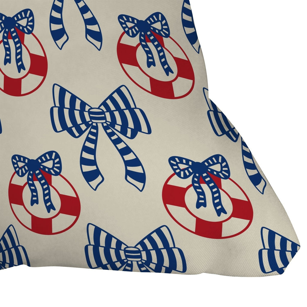 Design by Spark Nautical Christmas Bows Outdoor Throw Pillow