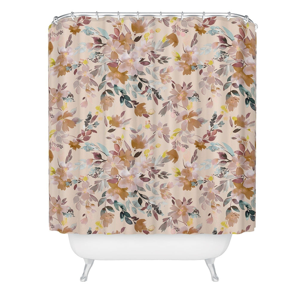 Ninola Design Botanic Retreat Floral Oleander Whimsical Soft Pink Shower Curtain