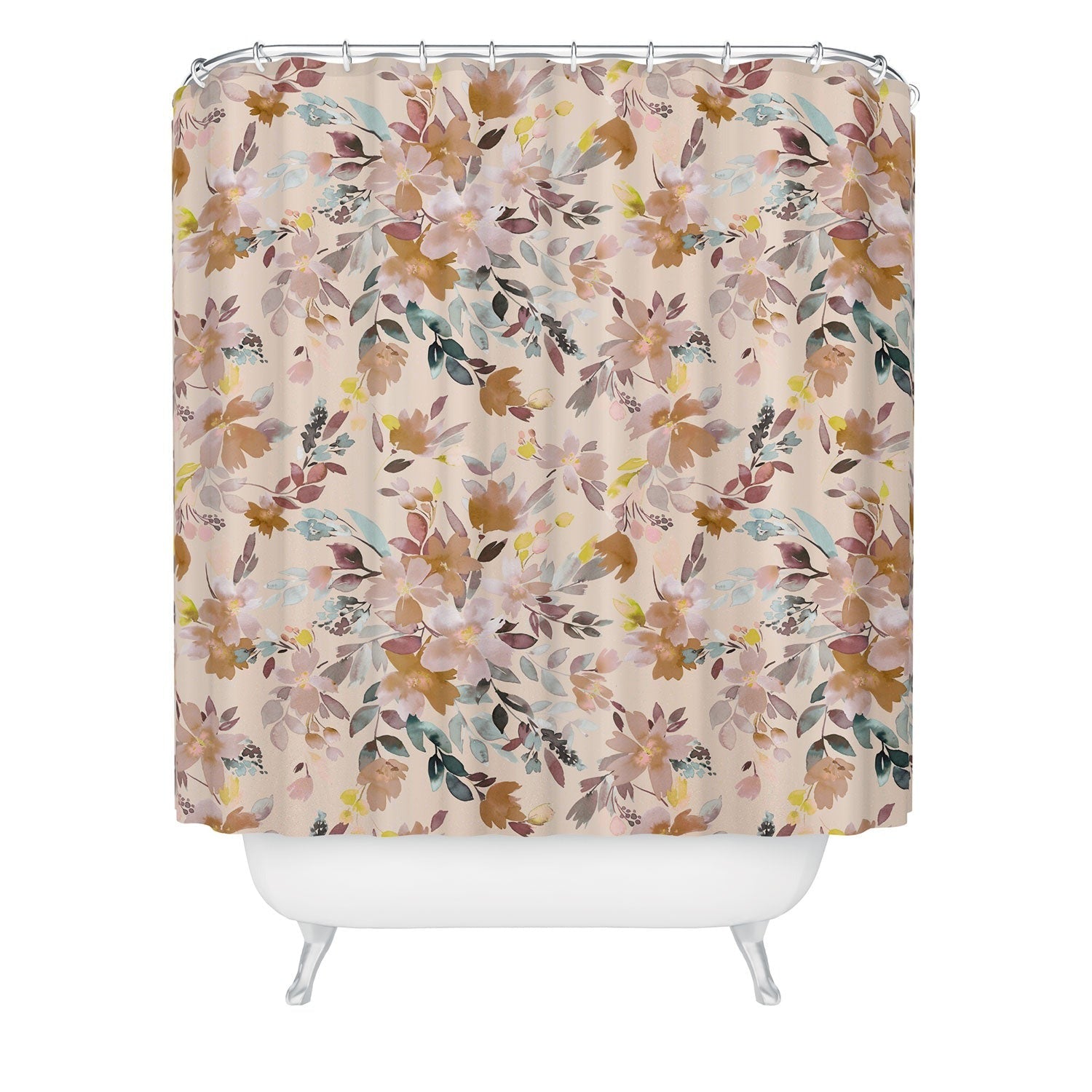 Ninola Design Botanic Retreat Floral Oleander Whimsical Soft Pink Shower Curtain