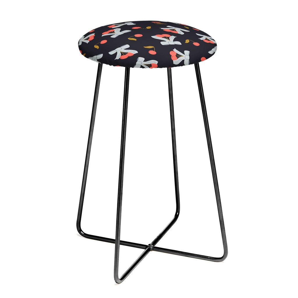 Jennifer Labre Cherries and Bows Counter Stool