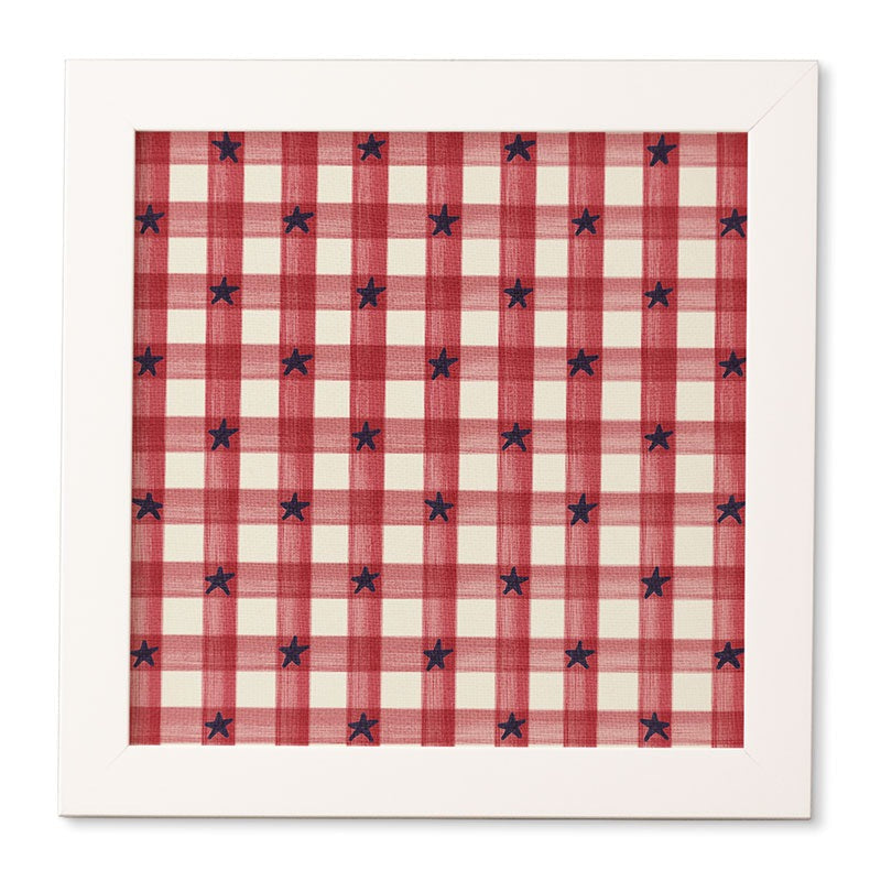 DENY Designs Red Gingham plus Stars Framed Wall Art