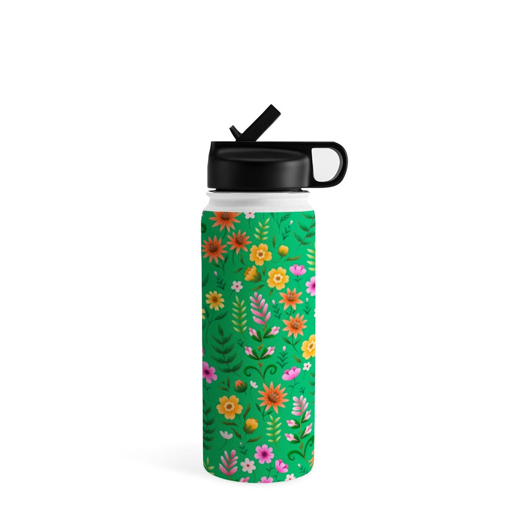 Pimlada Phuapradit Ditsy Spring Floral Green Water Bottle