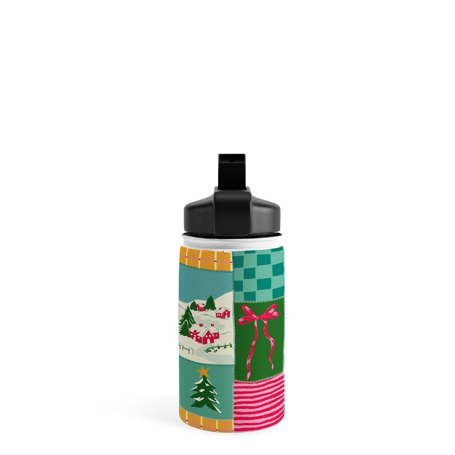 LouBruzzoni Cozy Christmas Patchwork Water Bottle