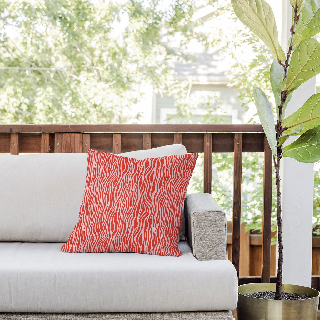 Avenie BR Red Zebra Stripe Outdoor Throw Pillow