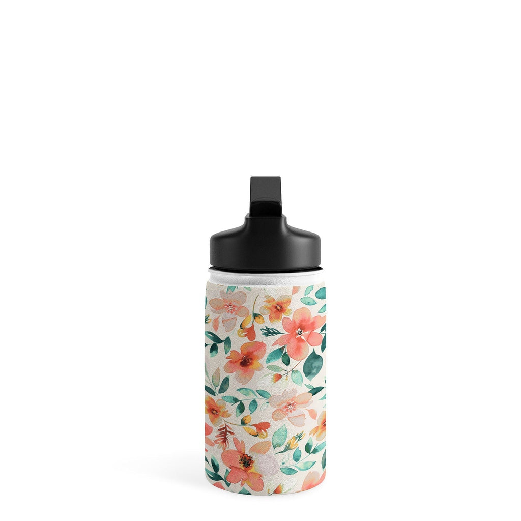 Ninola Design Botanic Retreat Tropical Whimsical Flowers Coral Green Water Bottle