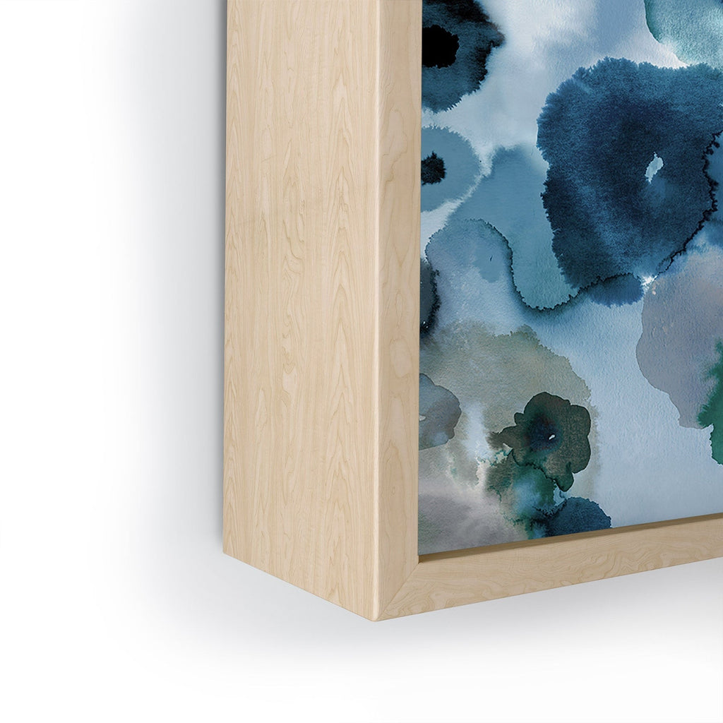 Ninola Design Botanic Retreat Ombre Abstract Watercolor Flowers Blue Navy Framed Mini Art Print