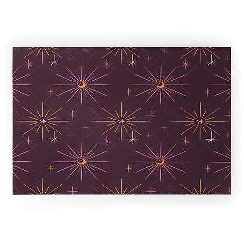 Little Om Pattern Little Moon plum Welcome Mat