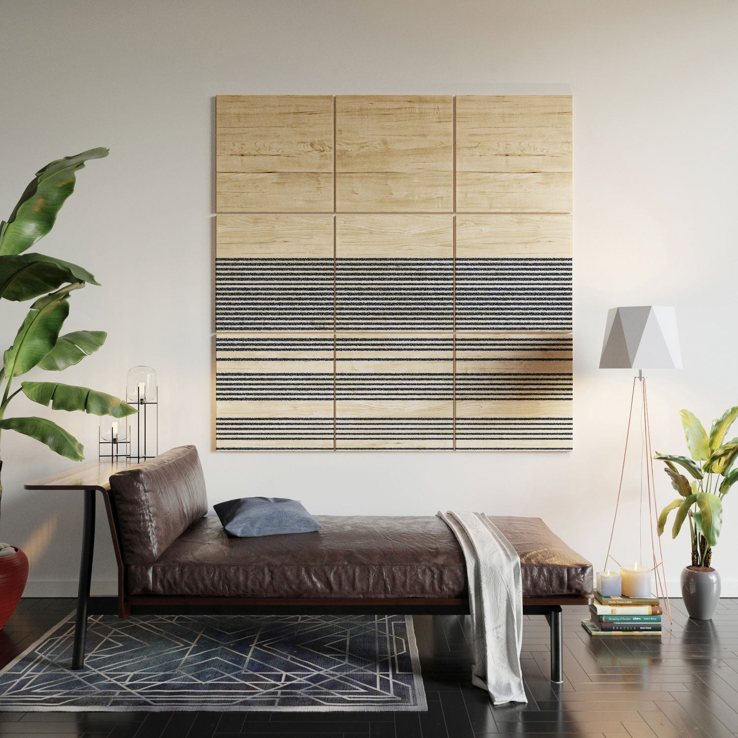 Kierkegaard Design Studio organic stripes naut navy blue and white Wood Wall Mural