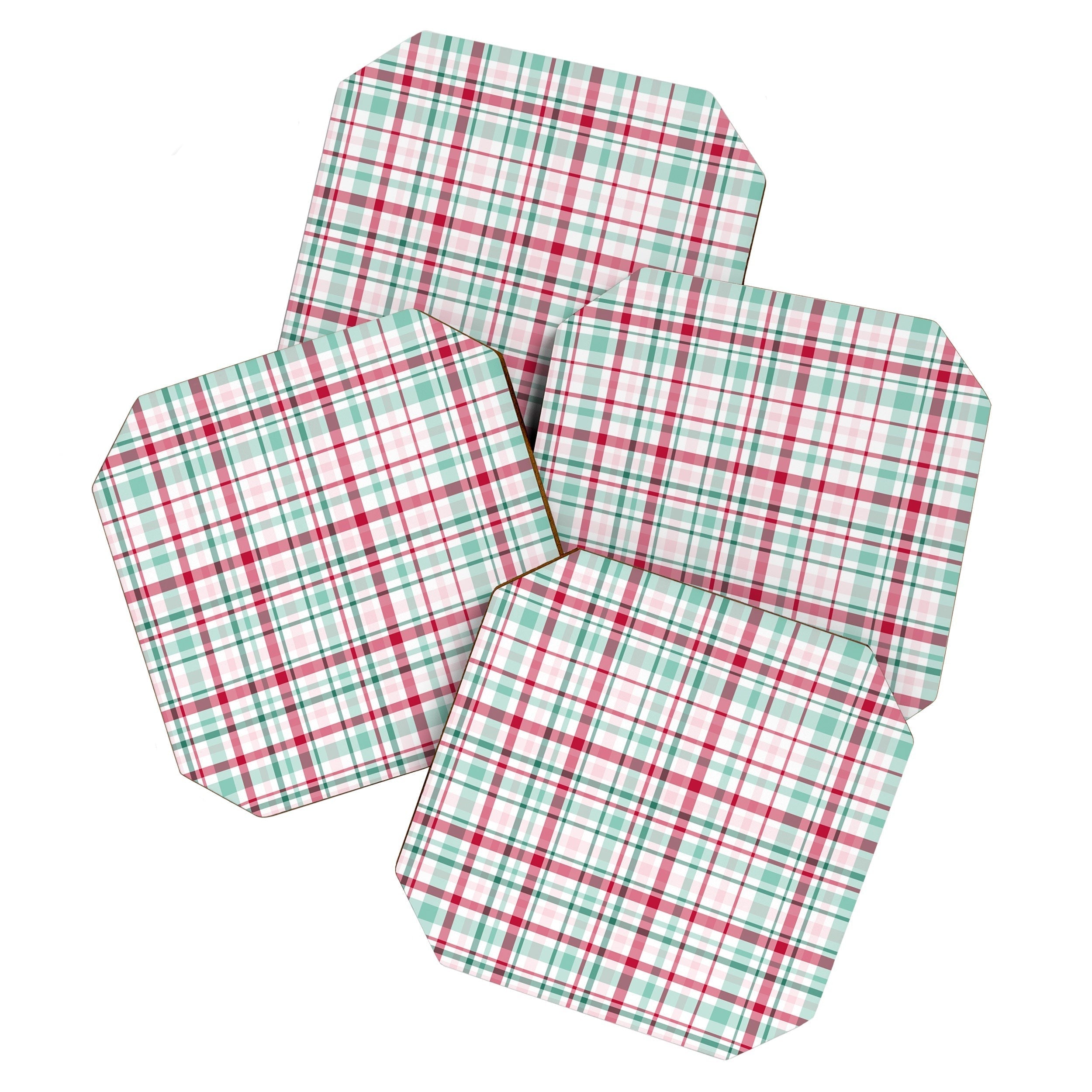Lisa Argyropoulos Merry Vintage Plaid Coaster Set