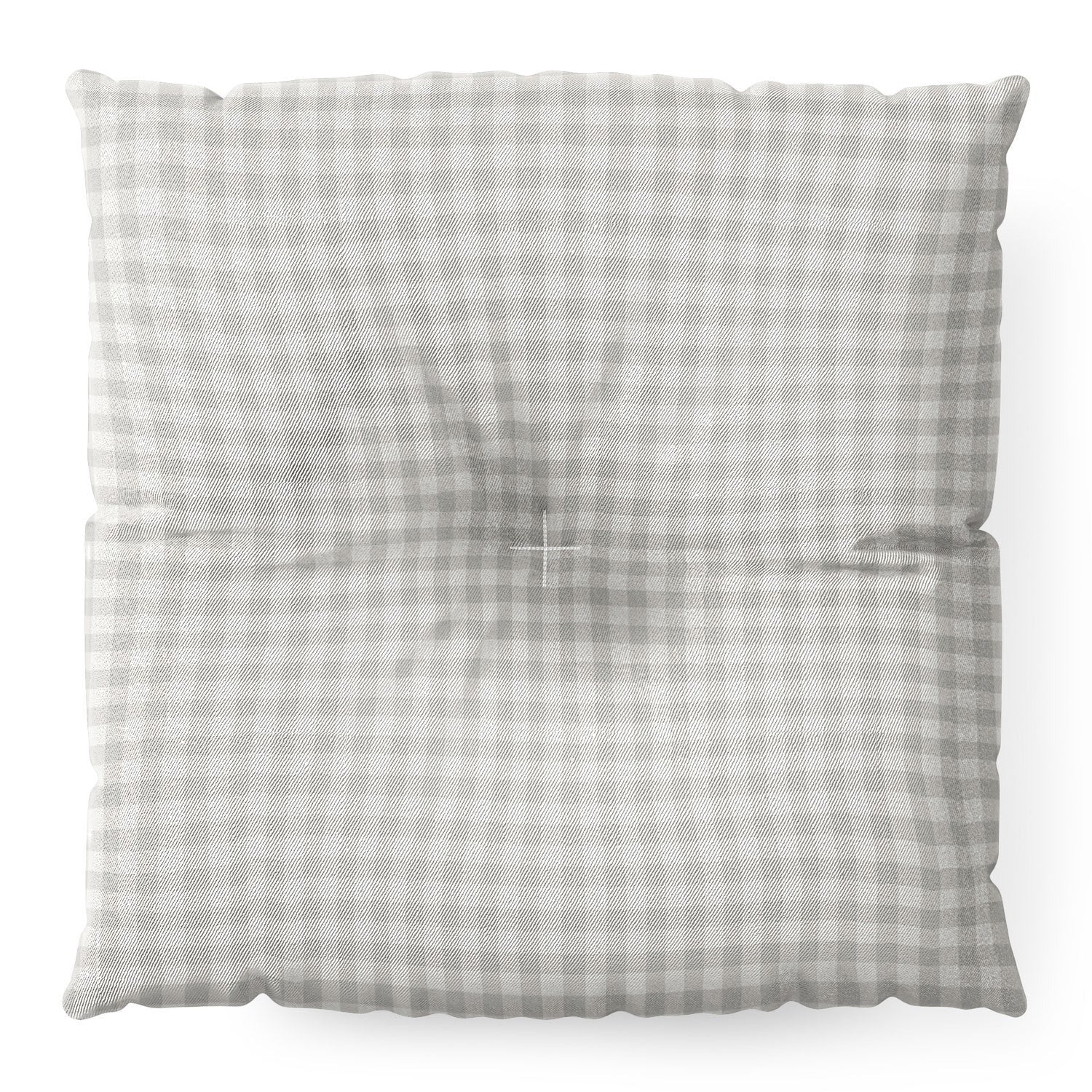 Colour Poems Gingham Plaid Pattern Cloud White Floor Pillow Square
