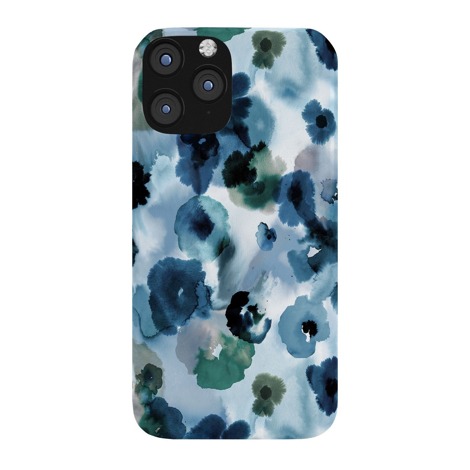 Ninola Design Botanic Retreat Ombre Abstract Watercolor Flowers Blue Navy Phone Case