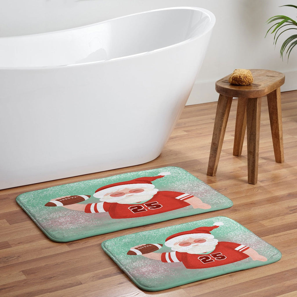 Design by Spark Sporty Football Santa Memory Foam Bath Mat