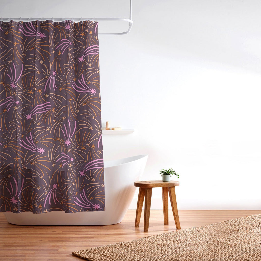 Little Om Pattern Shooting Stars plum Shower Curtain