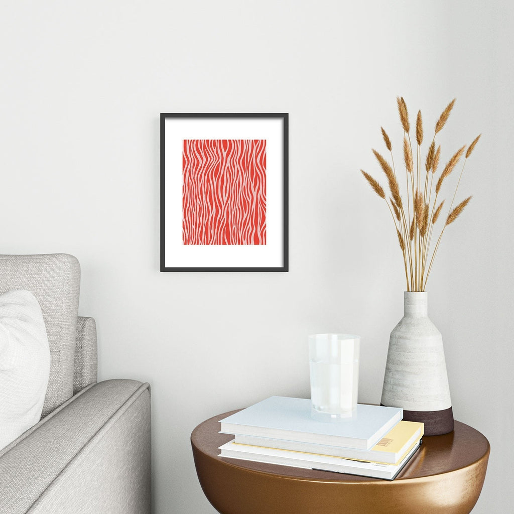 Avenie BR Red Zebra Stripe Metal Framed Art Print