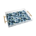 Ninola Design Botanic Retreat Ombre Abstract Watercolor Flowers Blue Navy Acrylic Tray