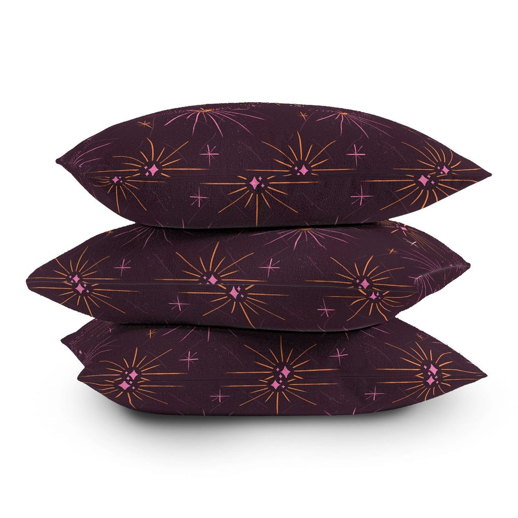 Little Om Pattern Little Moon plum Outdoor Throw Pillow