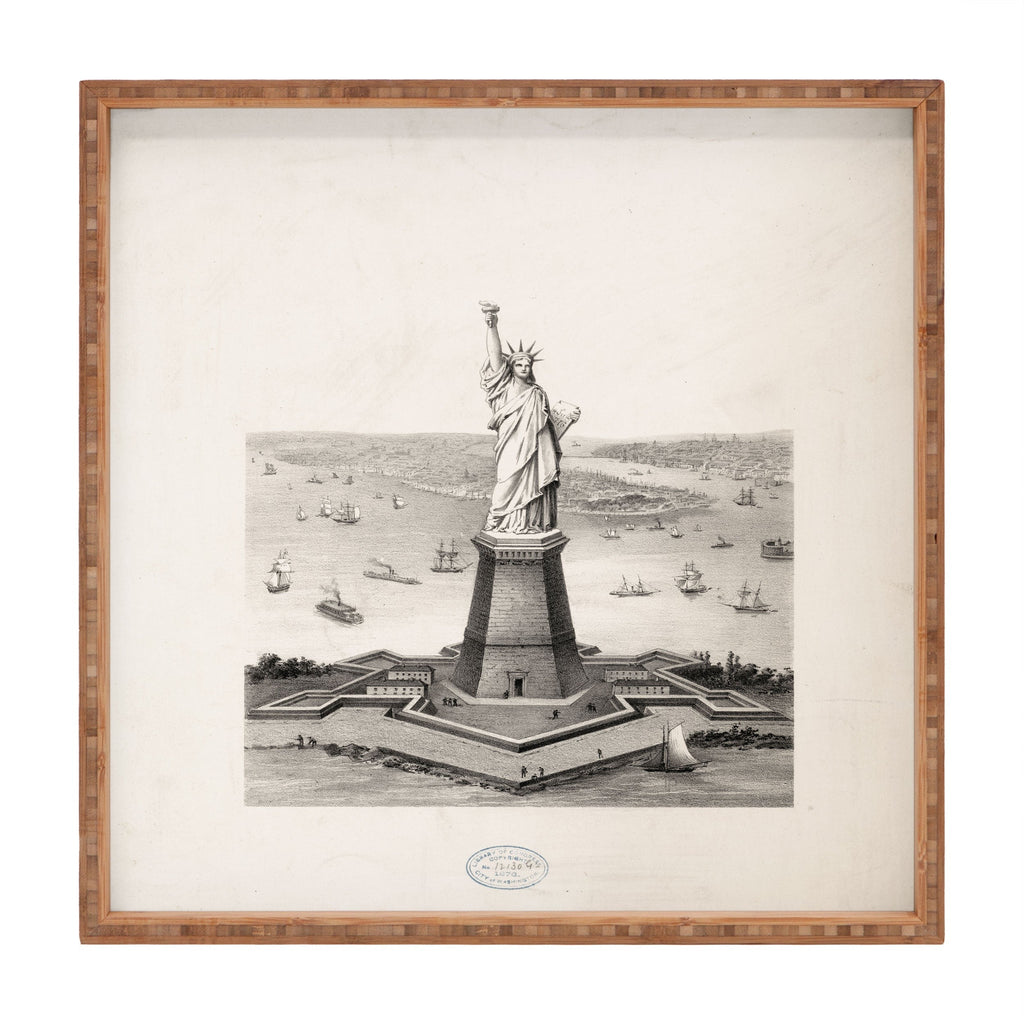 DENY Designs Vintage Lady Liberty Square Tray