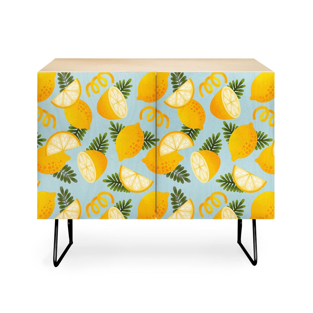 Jessica Molina Lemon Pattern on Sky Blue Credenza