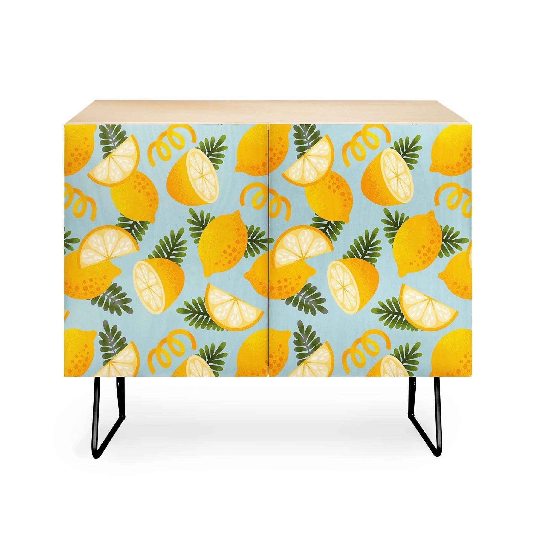 Jessica Molina Lemon Pattern on Sky Blue Credenza