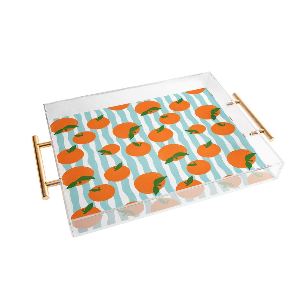 Design by Spark Zesty Oranges and Stripes Acrylic Tray